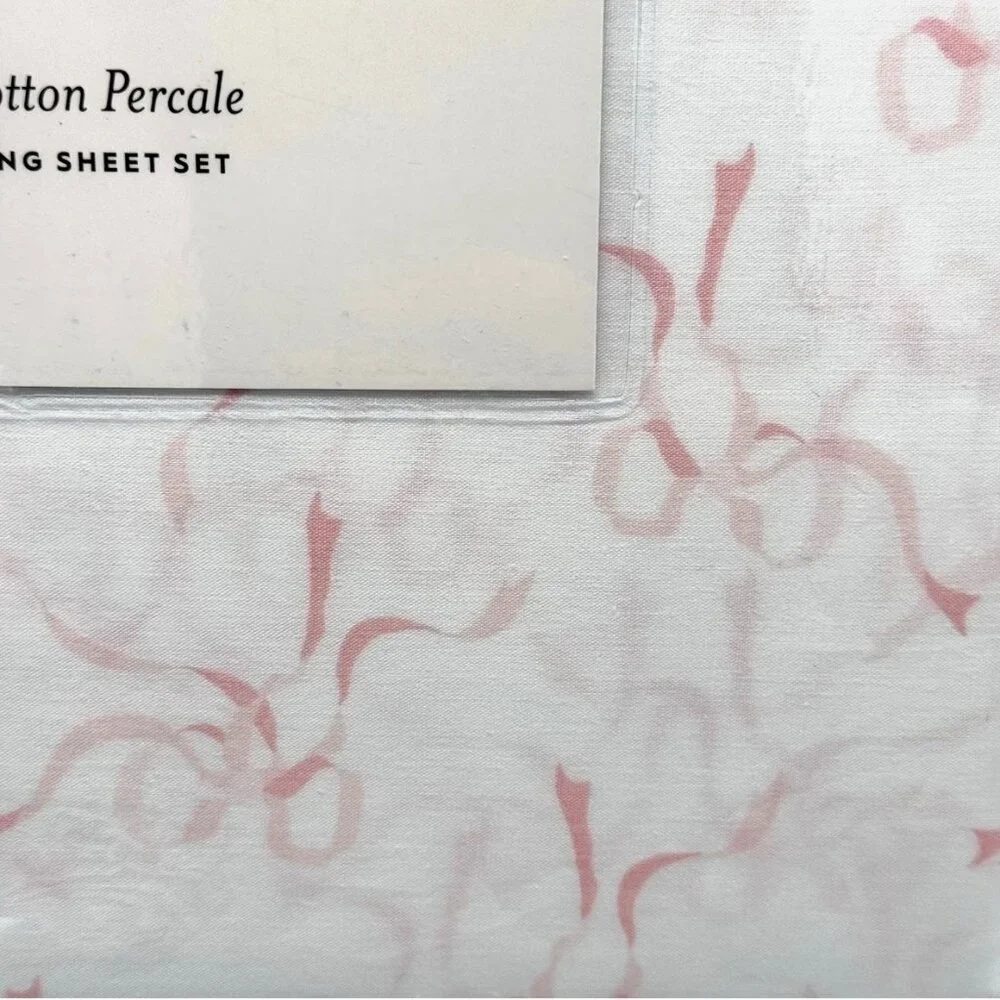NEW 4pc Laura Ashley KING Sheet Set PINK TRAILING BOWS RIBBON Coquette Cottage